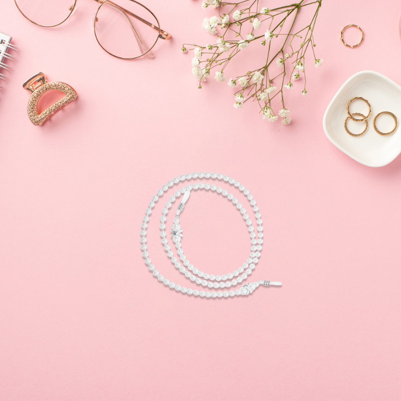 Mask Chain Holder - Pearl Eyeglass Chain Anti-Slip Beaded Eyewear