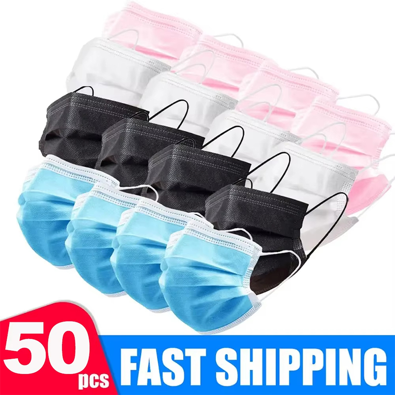 50Pcs 3-layer Mask Face Masks  – обзор и цена Disposable Mask Blue