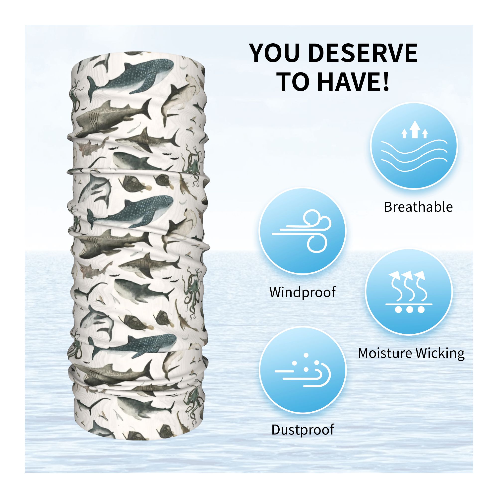 Shark Ocean Animal Sharks Band – обзор и цена Neck Gaiter Face Cover