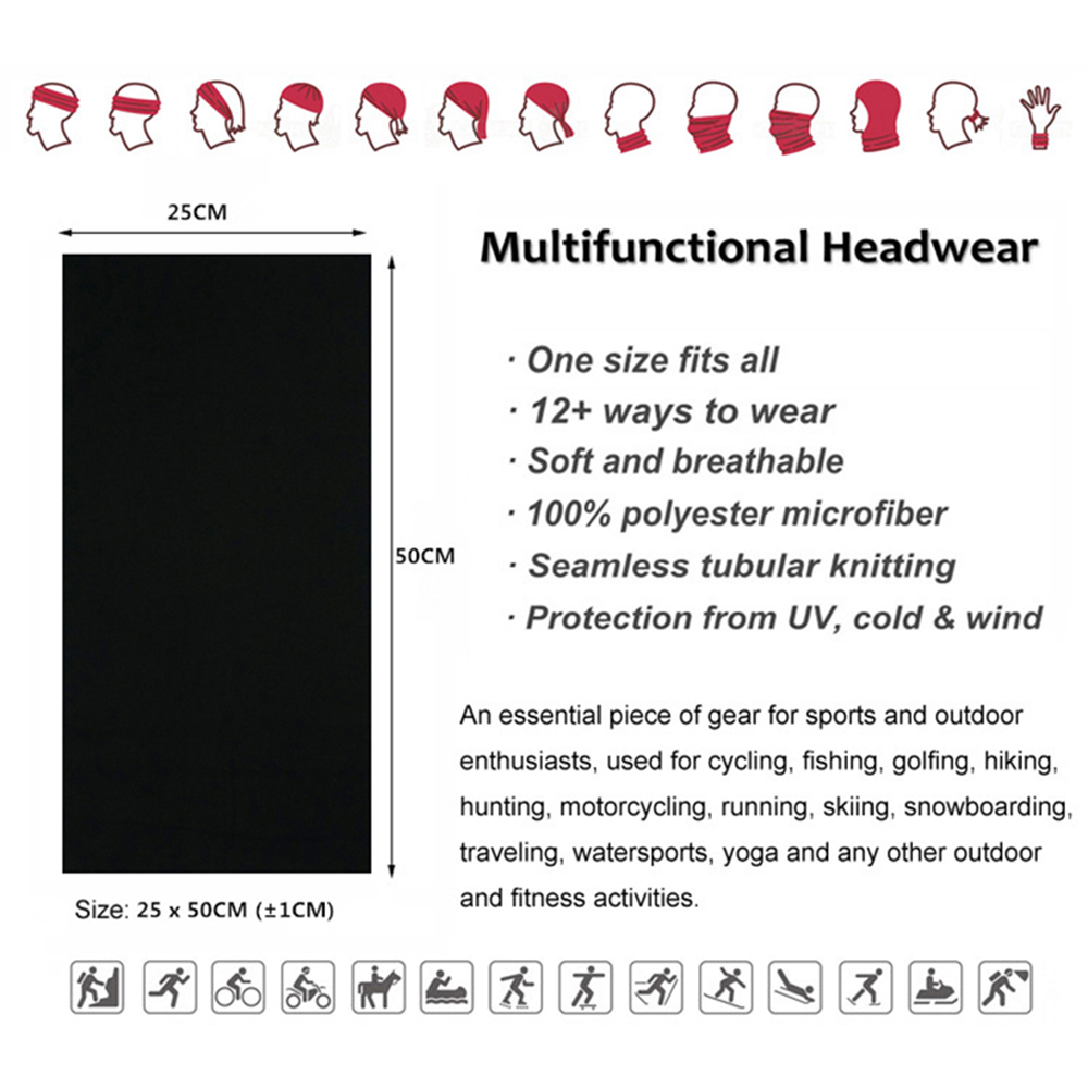 Seamless Solid Color Bandanas  – обзор и цена Neck Gaiter Face Cover