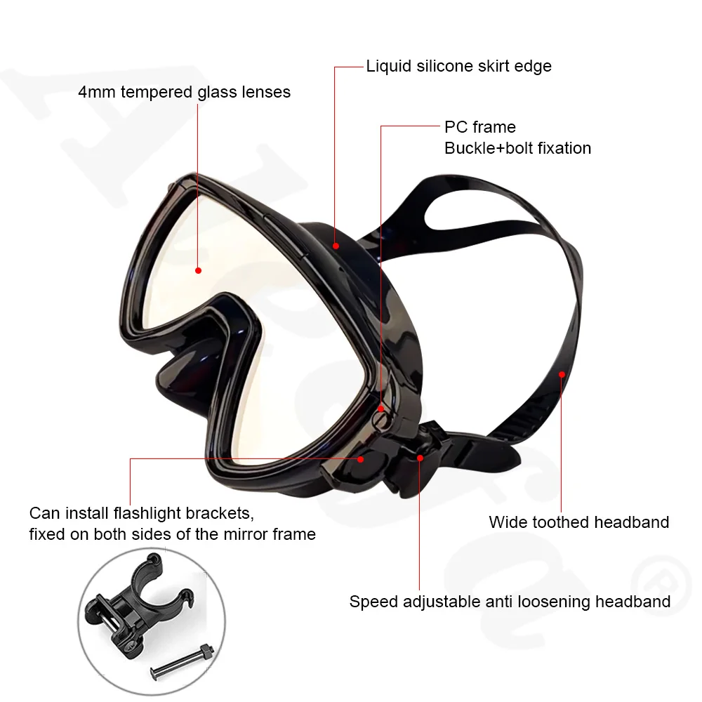 Scuba Diving Mask with flashli – обзор и цена Silicone Mask Bracket