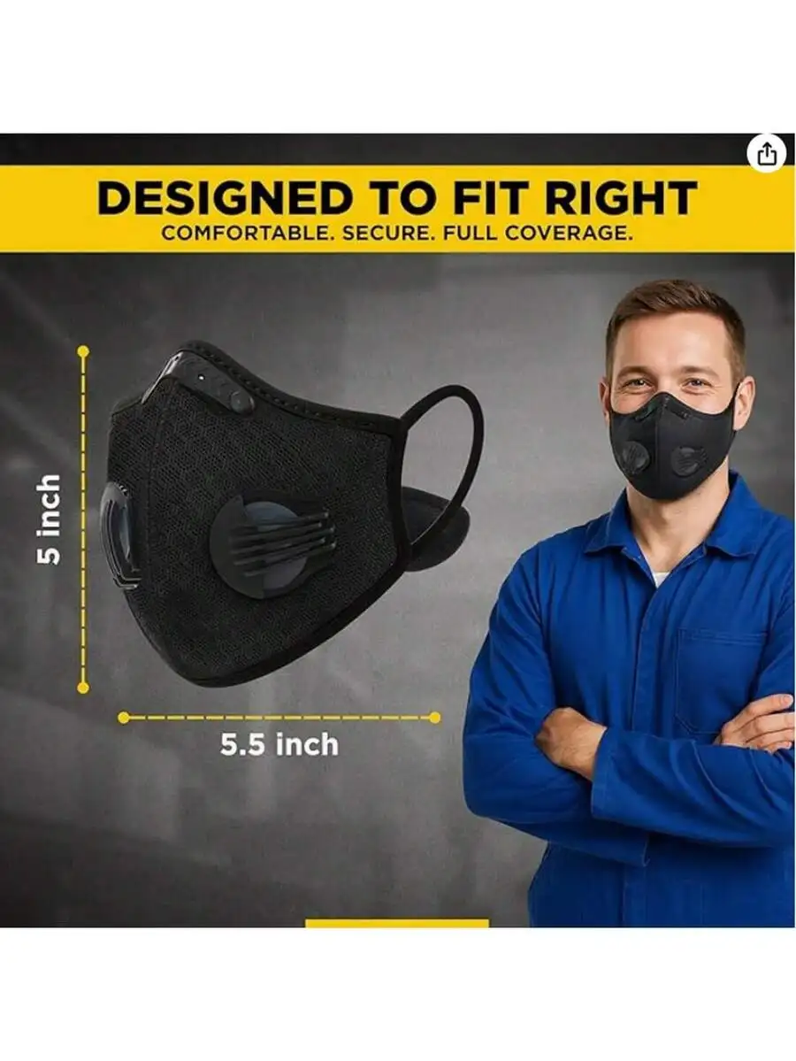 2-Pack Reusable Half Face Mask – обзор и цена Black Face Mask Pack